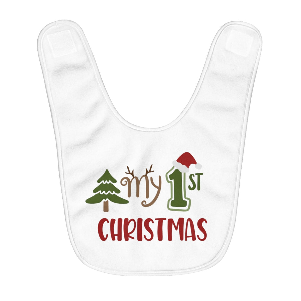 My 1st Christmas white bib with Santa Hat, tree and antlers