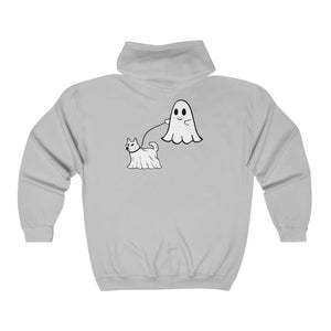 ShiBOO Inu Ghost Walking Dog Halloween Zip Up Hoodie