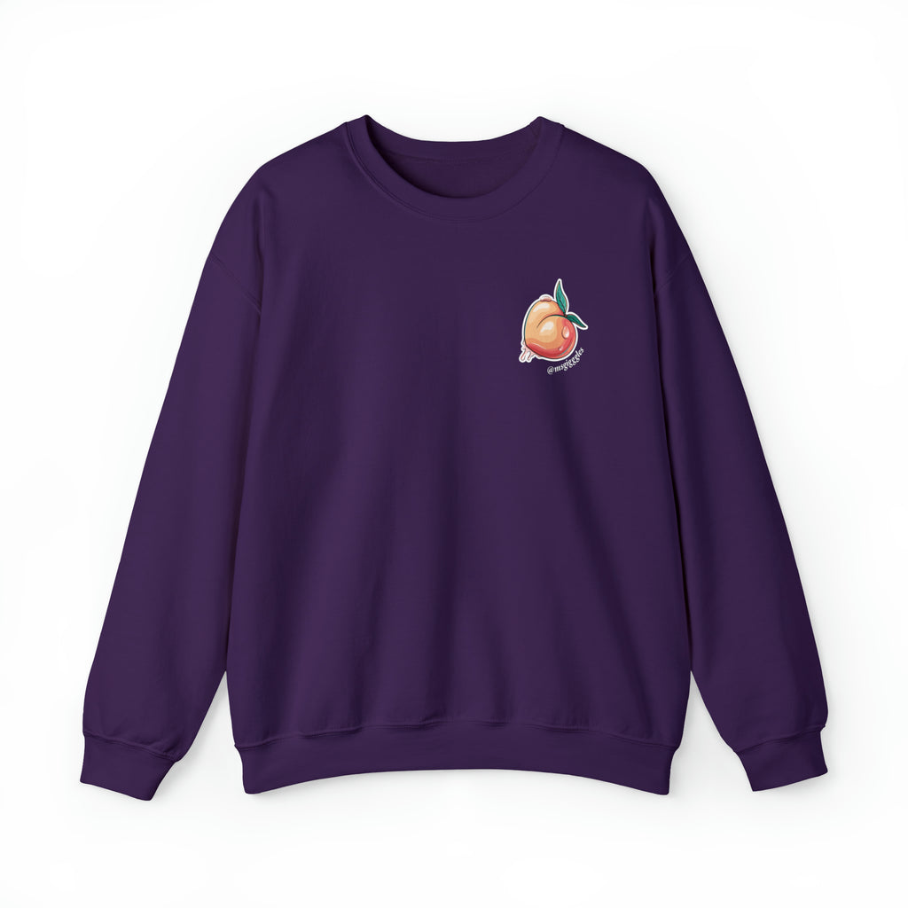 This body positive sweatshirt was co-designed and inspired by the smart, beautiful, funny, and sexy social media influencer @msgiggles. A sweatshirt created to stand out and speak up about self love, fat activism, body positivity, and of course, the love of juicy peach butts all in one cute, fun and trendy design!