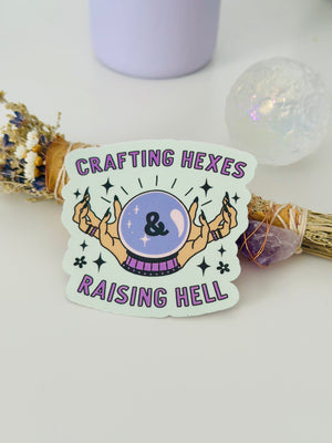 Crafting Hexes & Raising Hell Sticker, Witch Sticker