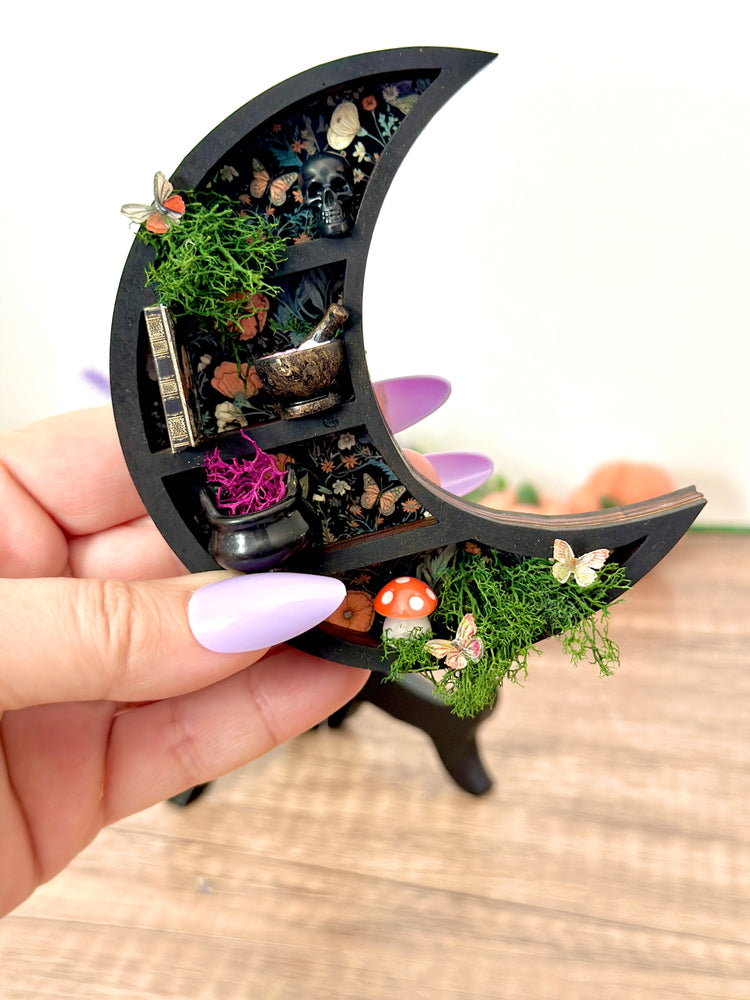 Handmade Crescent Moon Mini Bookshelf - One of a Kind