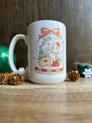 Winter Snow Globe Holiday Mug, Retro Christmas Mug