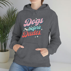 Dogs Before Dudes Retro Hooded Sweatshirt Anti - Valentine's Day