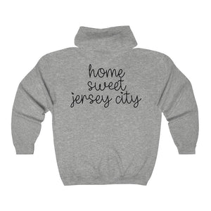
            
                Load image into Gallery viewer, Home Sweet Jersey City Full Zip Hooded Sweatshirt
            
        
