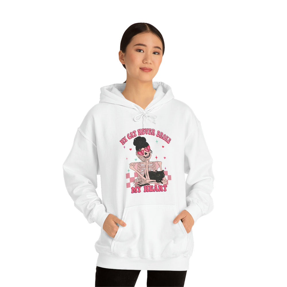 
            
                Load image into Gallery viewer, My Cat Never Broke My Heart Valentine&amp;#39;s Hooded Sweatshirt
            
        