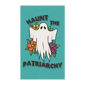 Haunt The Patriarchy Teal Kitchen Towel