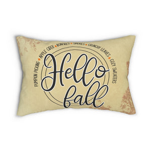 Hello Fall Leaf Print Pillow