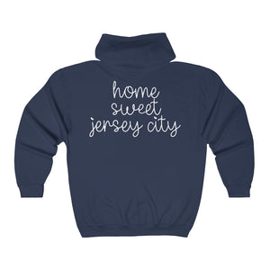 
            
                Load image into Gallery viewer, Home Sweet Jersey City Full Zip Hooded Sweatshirt
            
        