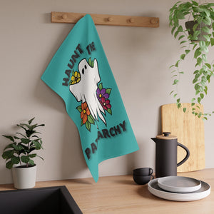 Haunt The Patriarchy Teal Kitchen Towel