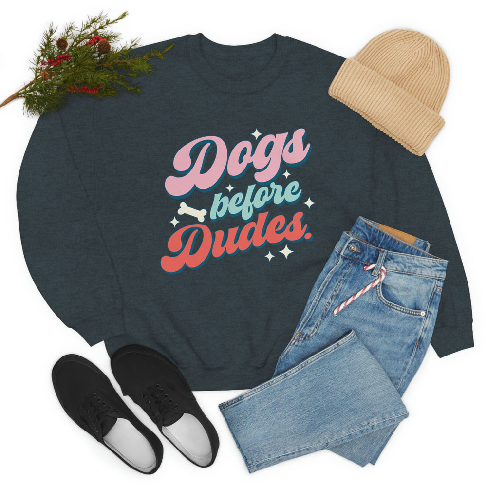 Dogs Before Dudes Retro Cute Crewneck Sweatshirt