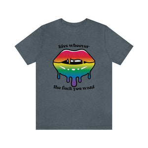 Kiss Whoever the Fuck You Want LGBTQIA2+ Jersey Short Sleeve Tee