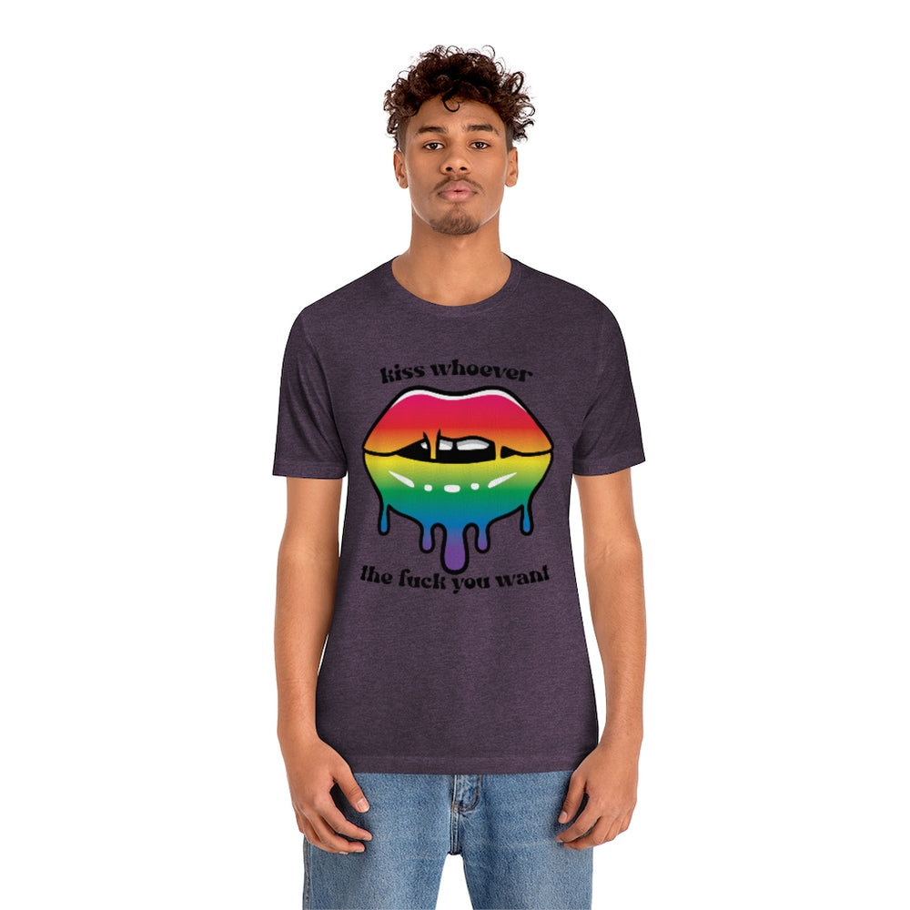 Kiss Whoever the Fuck You Want LGBTQIA2+ Jersey Short Sleeve Tee