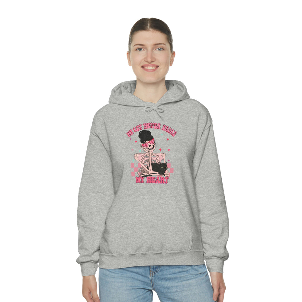
            
                Load image into Gallery viewer, My Cat Never Broke My Heart Valentine&amp;#39;s Hooded Sweatshirt
            
        