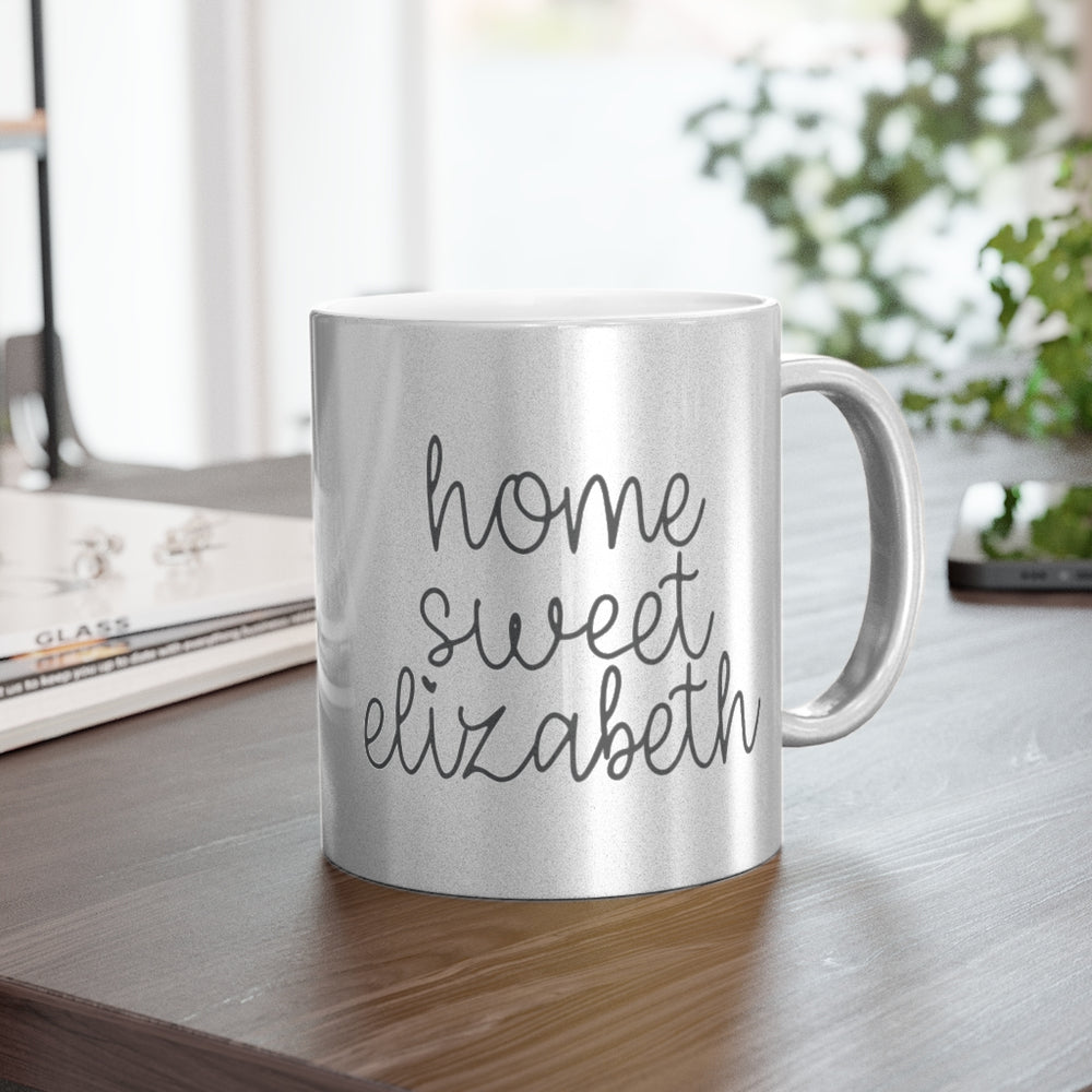 Home Sweet Elizabeth Metallic Mug (Silver / Gold)