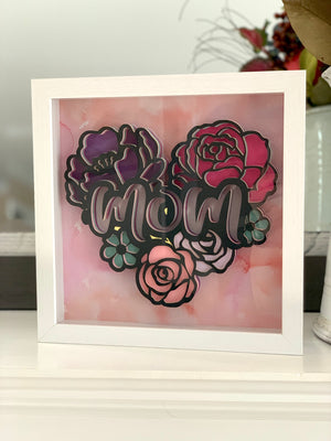 
            
                Load image into Gallery viewer, Handmade Mother&amp;#39;s Day 3D Floral Heart Artwork Shadow Box
            
        