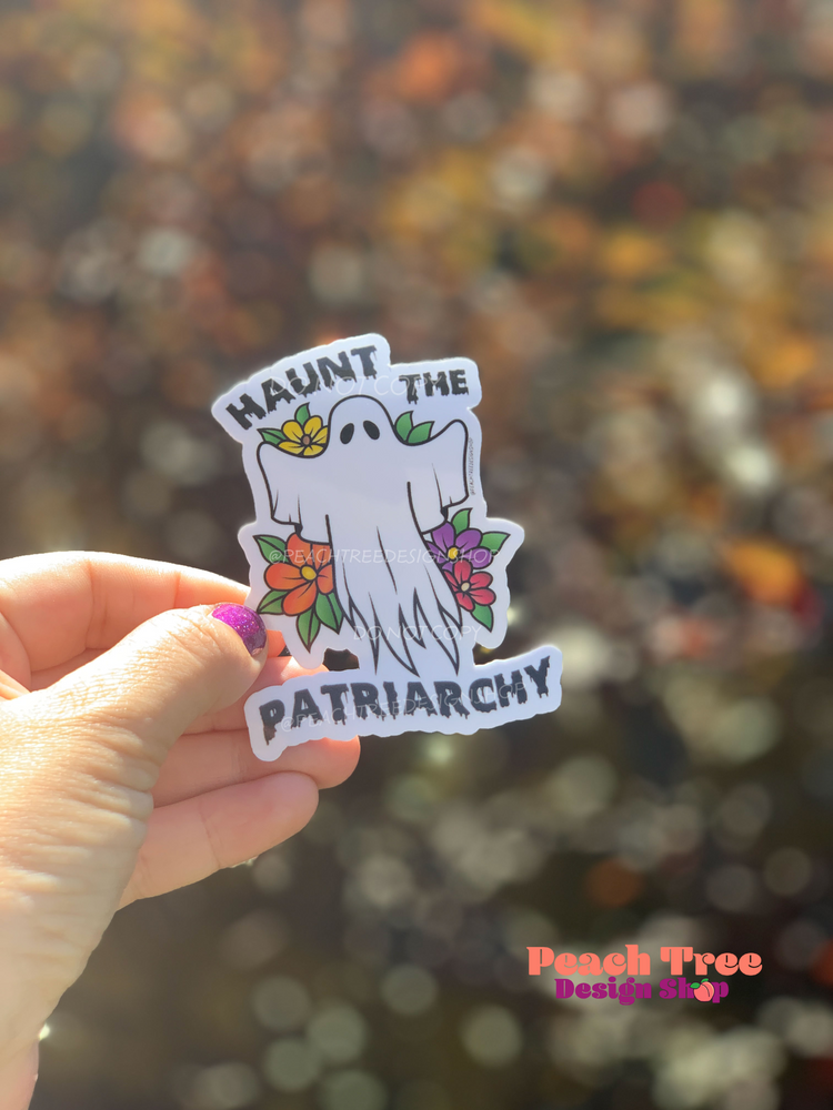 
            
                Load image into Gallery viewer, Haunt The Patriarchy Spooky Ghost Sticker
            
        
