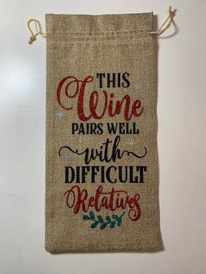 Custom Holiday Wine Bags Sparkly Host / Hostess Welcome Gift
