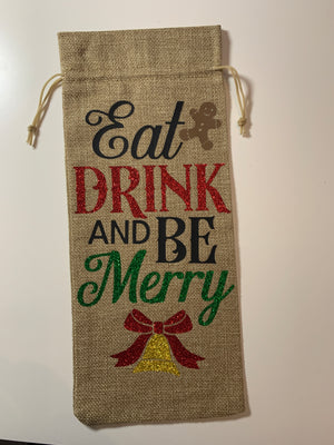 Custom Holiday Wine Bags Sparkly Host / Hostess Welcome Gift