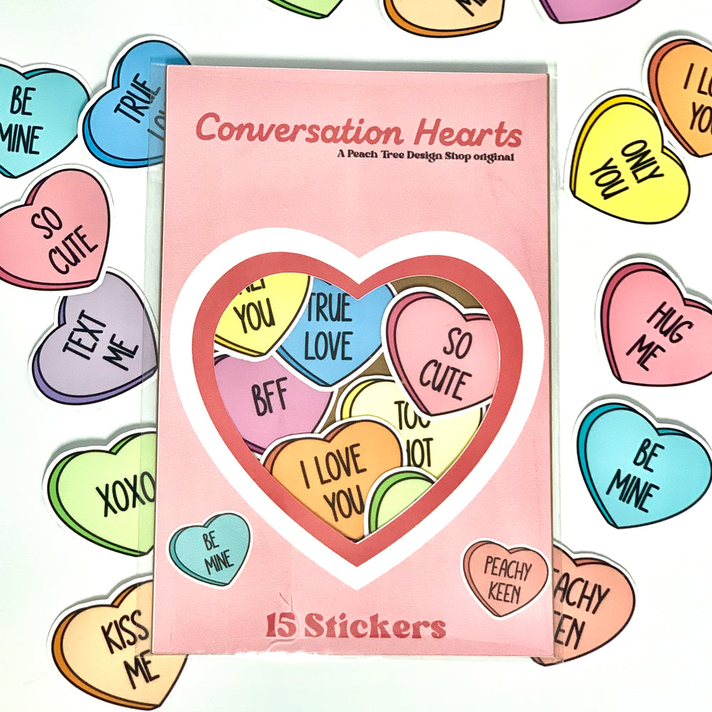 
            
                Load image into Gallery viewer, Conversation Candy Hearts Valentine&amp;#39;s Day Sticker Pack
            
        