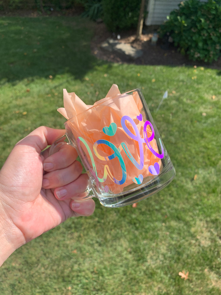 
            
                Load image into Gallery viewer, Holographic Love Glass Mug
            
        