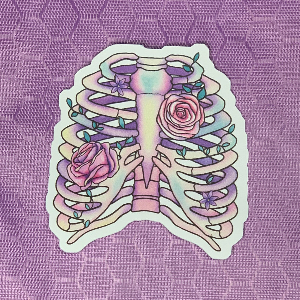 Creepy Floral Ribcage Sticker