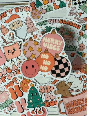 Retro Holiday Christmas Sticker Pack