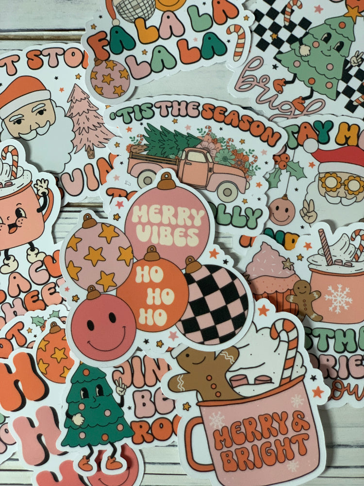 Retro Holiday Christmas Sticker Pack