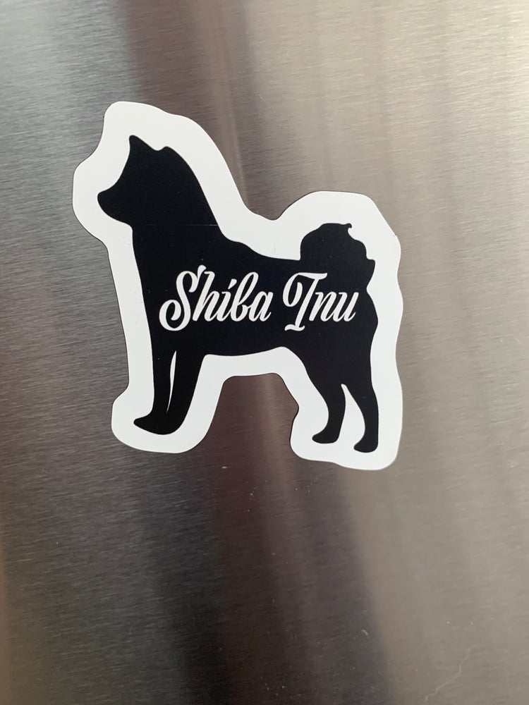 Shiba Inu Black and White Die Cut Magnet - Custom Diecut Magnets Handmade of your favorite pet, person, place or thing! Make it last with a magnet custom made just for you!
