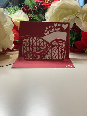 Love is A Crazy Ride / Rollercoaster Pop-Up Valentine's Greeting Card