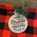 First - 1st Christmas Married Ornament Newlywed Gift Pick Your Pronouns