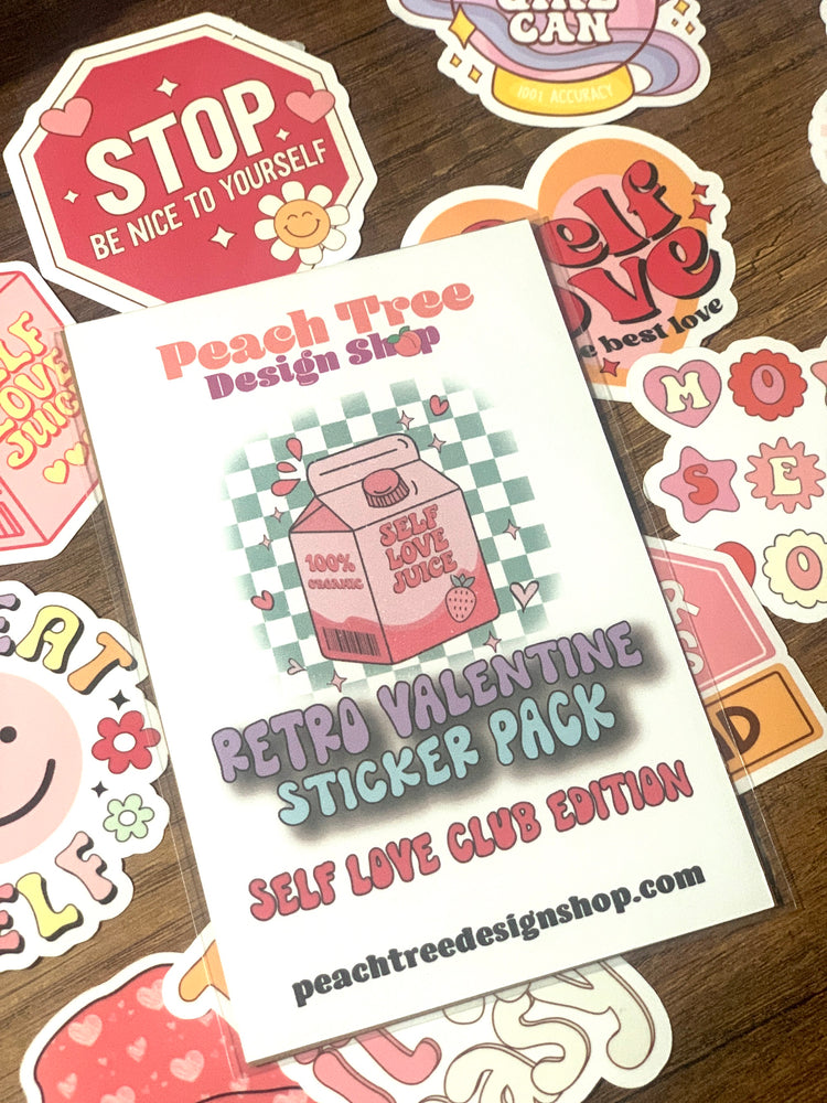 Self Love Retro Valentine's Day Sticker Pack