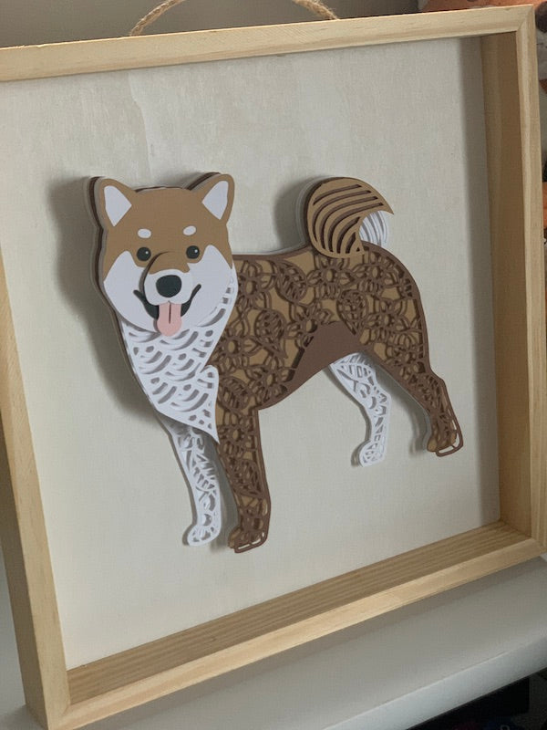 Shiba Inu Lovers! This unique handcrafted layered 3D mandala in shades of brown and white to represent the pawfect Shiba Inu!