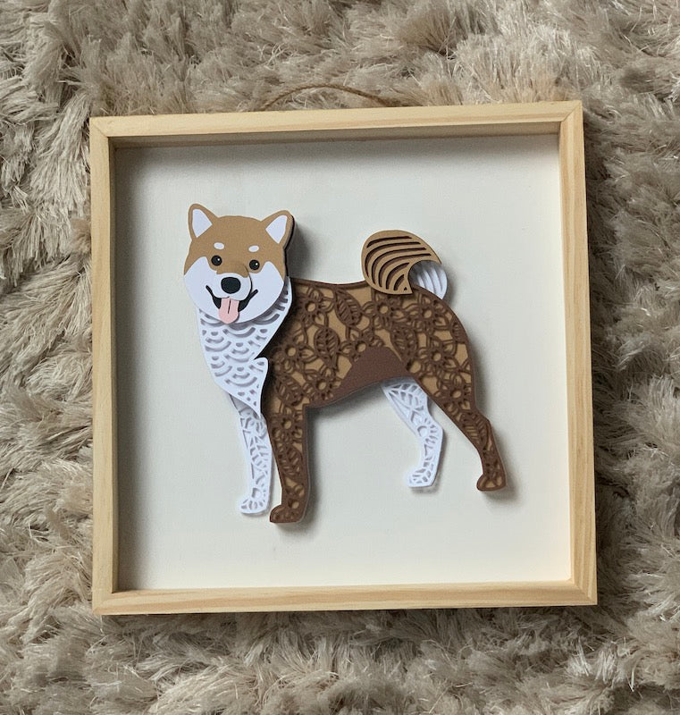 Shiba Inu Lovers! This unique handcrafted layered 3D mandala in shades of brown and white to represent the pawfect Shiba Inu!
