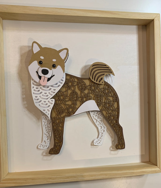 Shiba Inu Lovers! This unique handcrafted layered 3D mandala in shades of brown and white to represent the pawfect Shiba Inu!