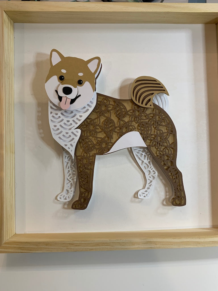 Shiba Inu Lovers! This unique handcrafted layered 3D mandala in shades of brown and white to represent the pawfect Shiba Inu!