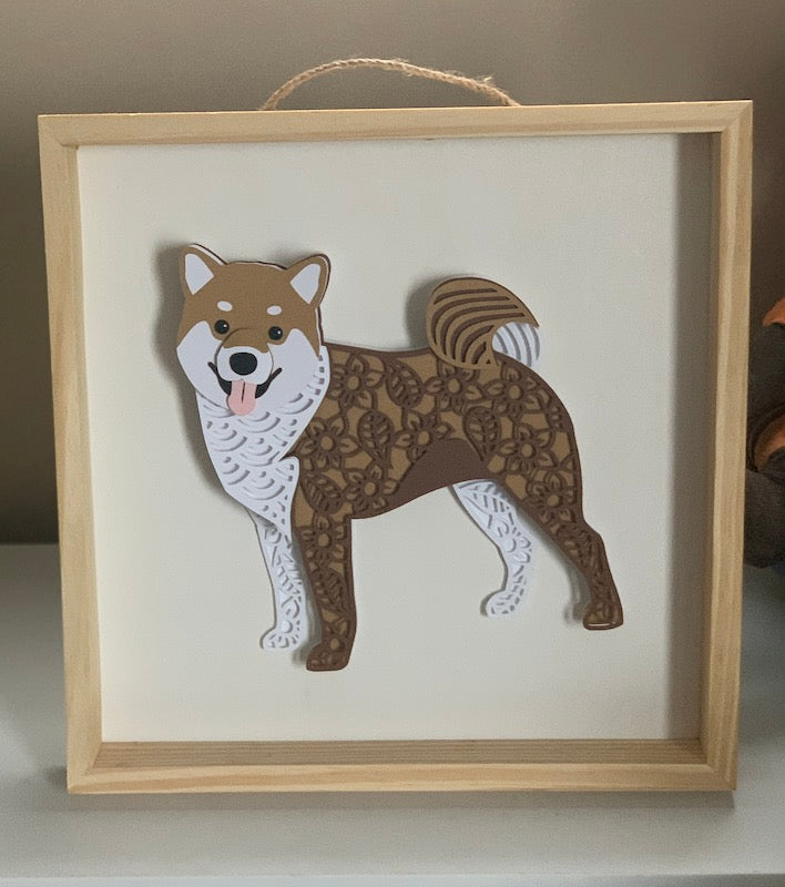 Shiba Inu Lovers! This unique handcrafted layered 3D mandala in shades of brown and white to represent the pawfect Shiba Inu!