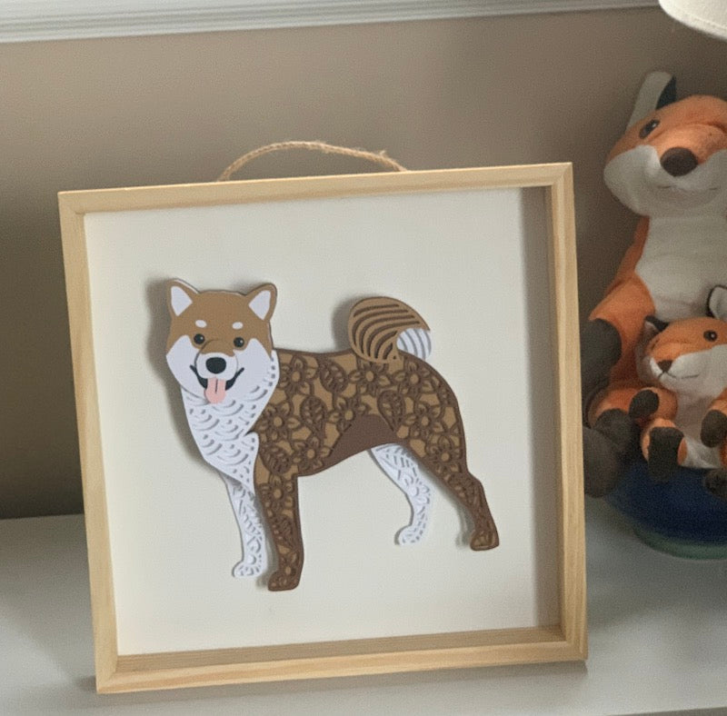 Shiba Inu Lovers! This unique handcrafted layered 3D mandala in shades of brown and white to represent the pawfect Shiba Inu!