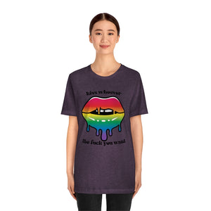 Kiss Whoever the Fuck You Want LGBTQIA2+ Jersey Short Sleeve Tee