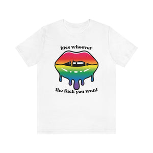 Kiss Whoever the Fuck You Want LGBTQIA2+ Jersey Short Sleeve Tee