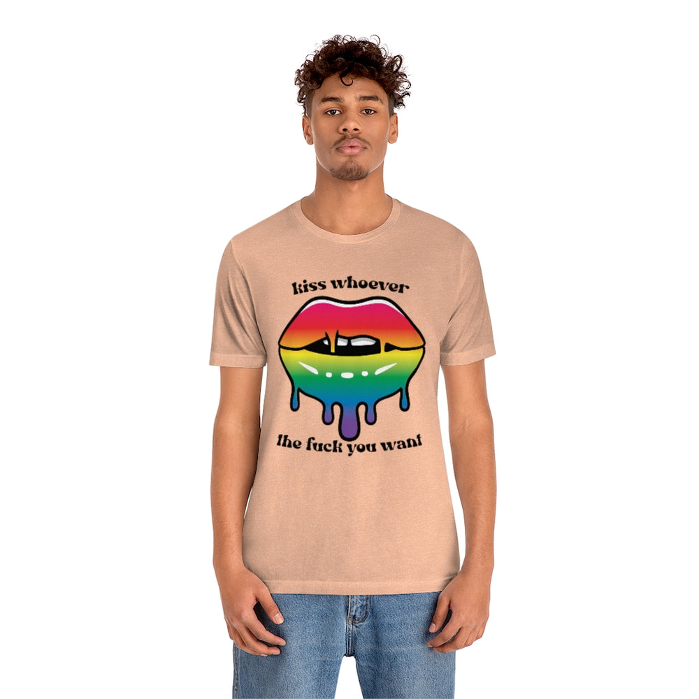 Kiss Whoever the Fuck You Want LGBTQIA2+ Jersey Short Sleeve Tee