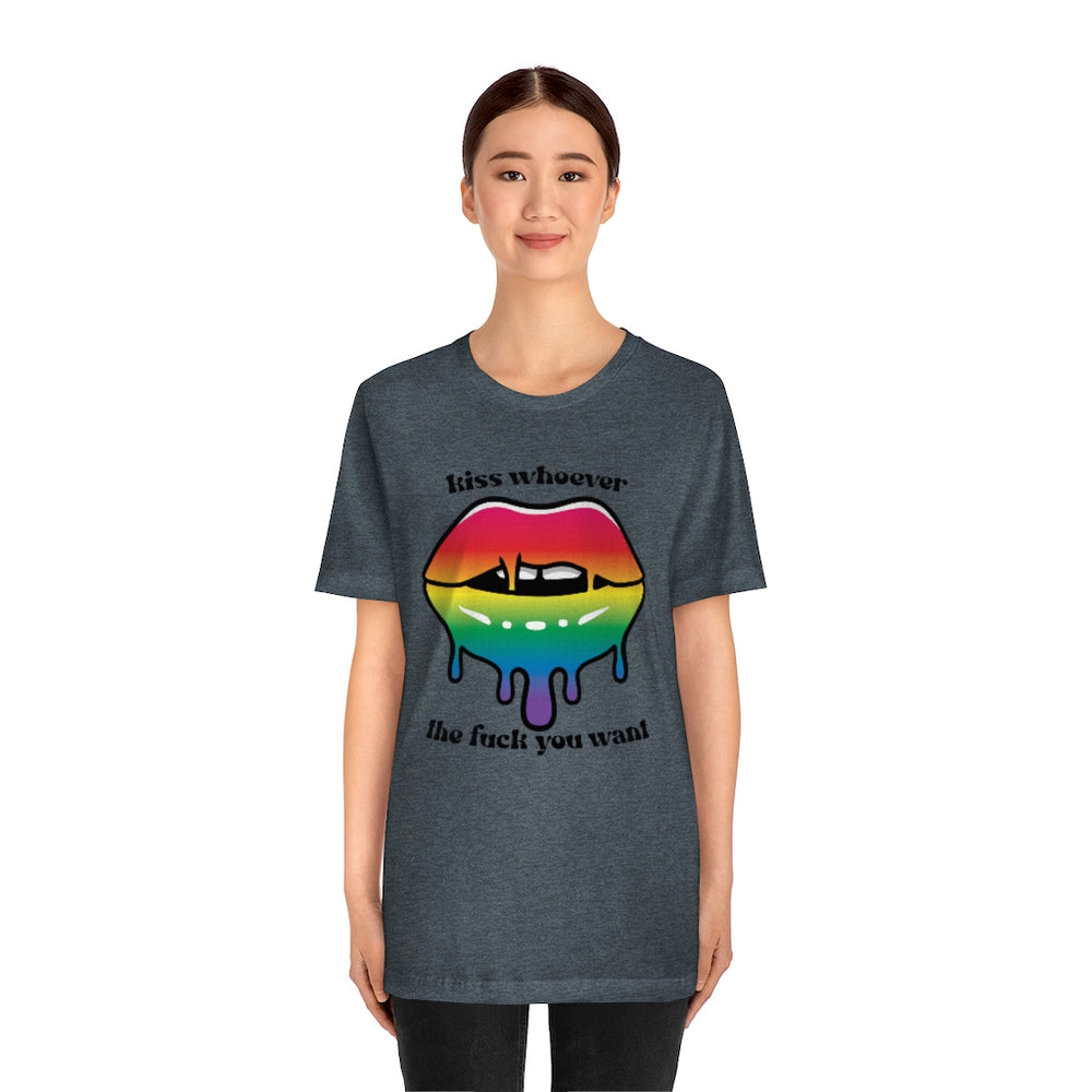 Kiss Whoever the Fuck You Want LGBTQIA2+ Jersey Short Sleeve Tee