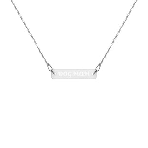 Dog Mom Engraved Silver Bar Chain Necklace