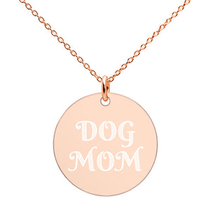 Dog Mom Groovy Engraved Disc Necklace