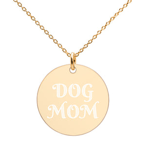 Dog Mom Groovy Engraved Disc Necklace