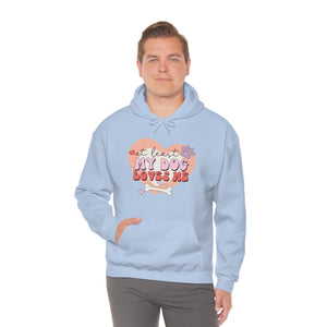 
            
                Load image into Gallery viewer, At Least My Dog Loves Me Retro Hooded Sweatshirt Anti - Valentine&amp;#39;s Day
            
        