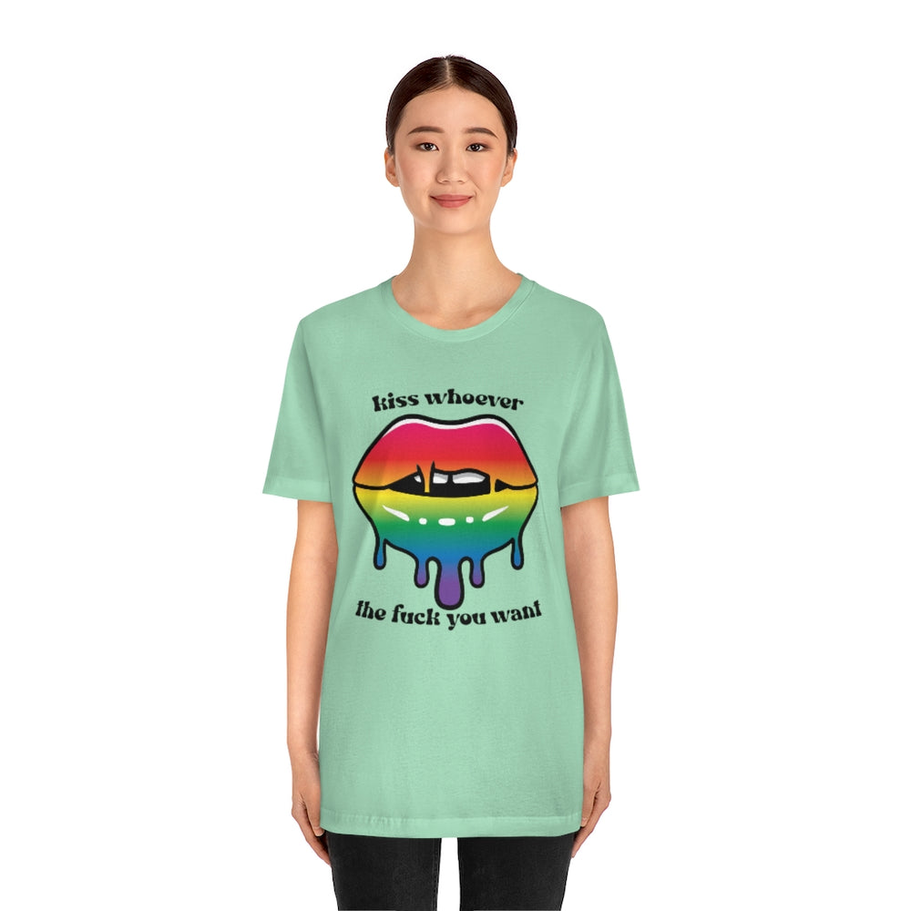 Kiss Whoever the Fuck You Want LGBTQIA2+ Jersey Short Sleeve Tee