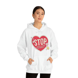 
            
                Load image into Gallery viewer, STOP Being So Hard On Yourself - Self Love Club Anti-Valentine&amp;#39;s Day Hoodie
            
        