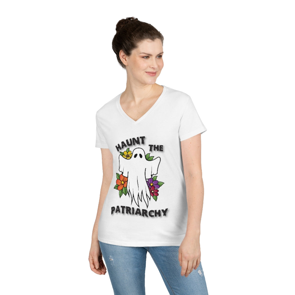 
            
                Load image into Gallery viewer, Haunt The Patriarchy Ladies&amp;#39; V-Neck T-Shirt
            
        