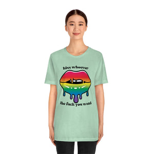 Kiss Whoever the Fuck You Want LGBTQIA2+ Jersey Short Sleeve Tee