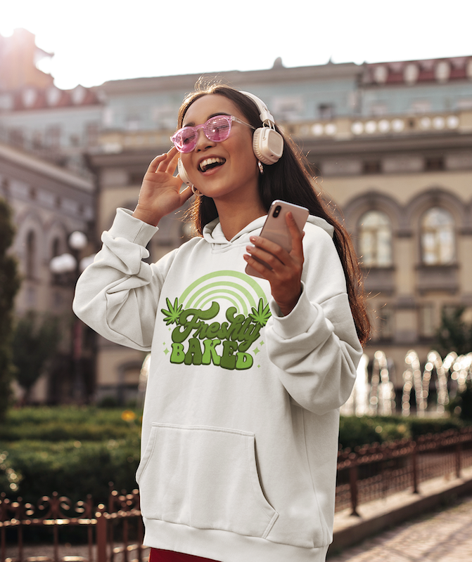 pothead sweatshirt Freshly Baked Pothead Stoner Hoodie Black / M